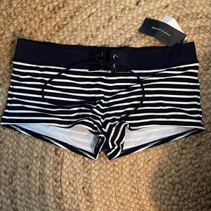 Tommy Hilfiger Navy and White Striped Swim Shorts
